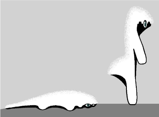 Archetypal creatures demonstrating healthy and unhealthy dorsal-ventral relationship to gravity